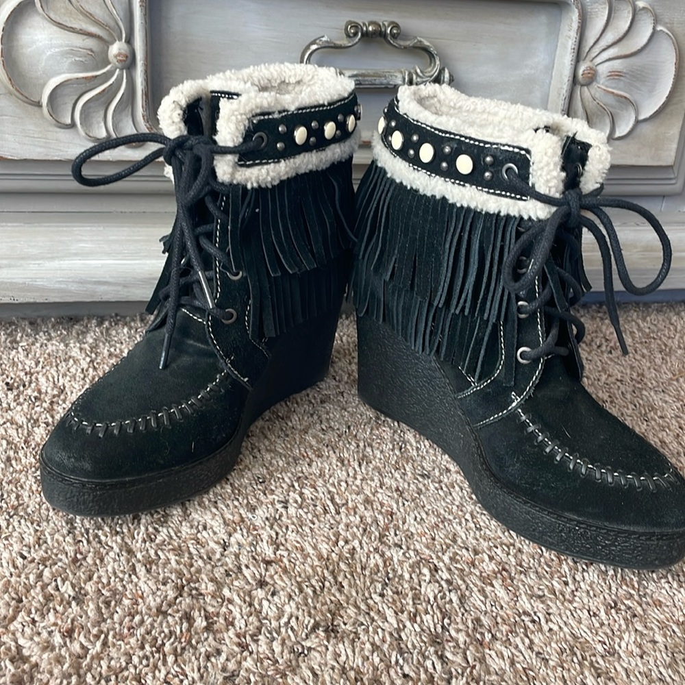 Sam Edelman, women’s moccasin wedge lace up boots